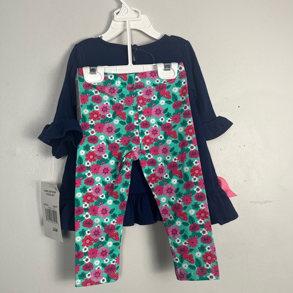 Rare editions Baby 3/4Sleeve Elephant-Applique Top & Floral Print Leggings Set - Picture 4 of 4
